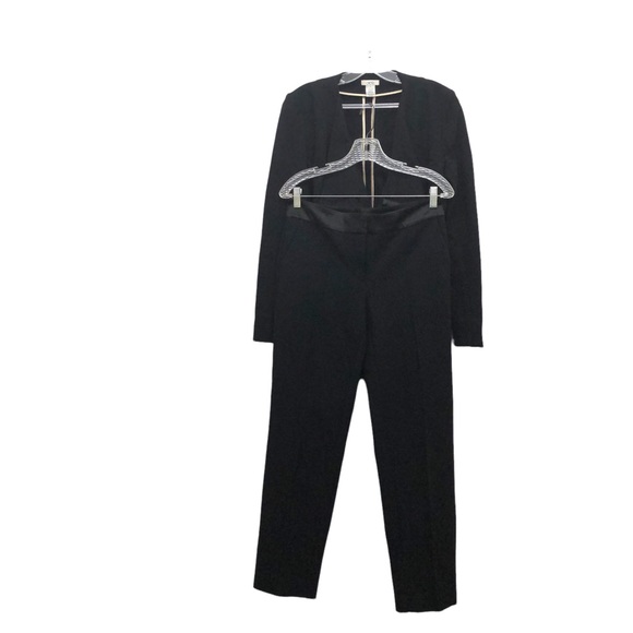 Cache Women's Size 8 Black Long Sleeve Pantsuit with Detail Folded Lapels